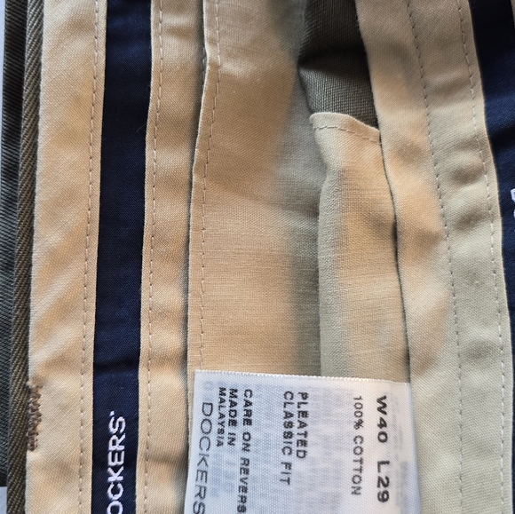 (2pr.)Men's Dockers Classic Pants - Olive and Beige - Picture 4 of 7